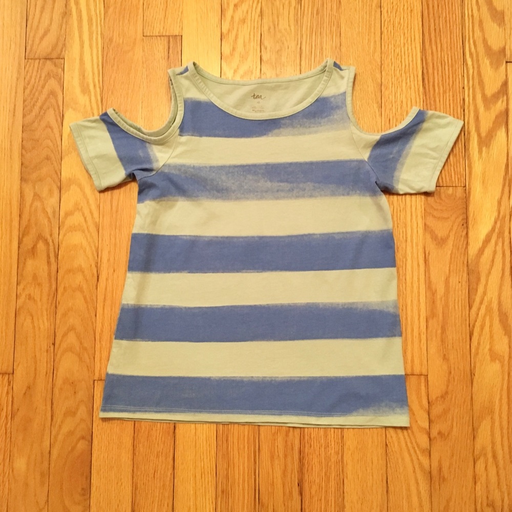 Tea Collection Cool Shoulder Painted Top Blue 10